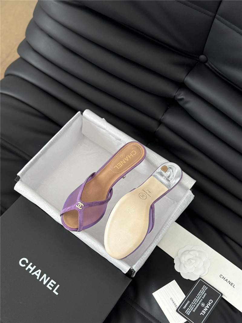 Ch**el mesh grosgrain logo mules purple