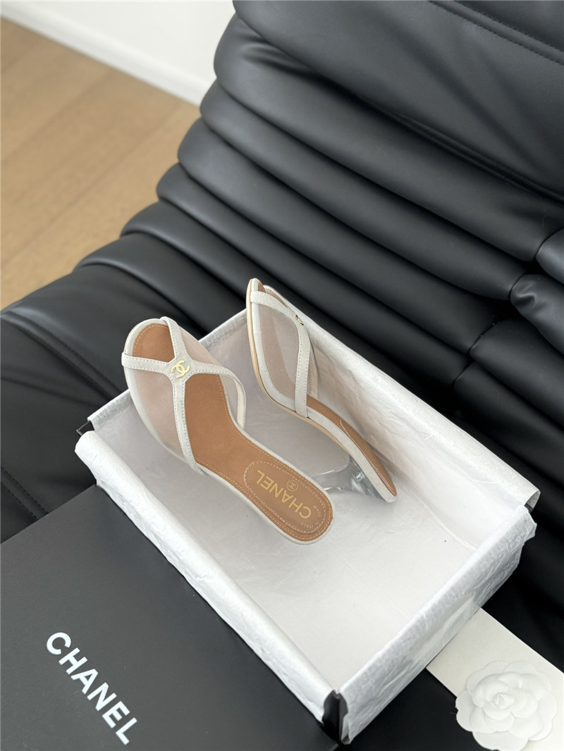 Ch**el mesh grosgrain logo mules white