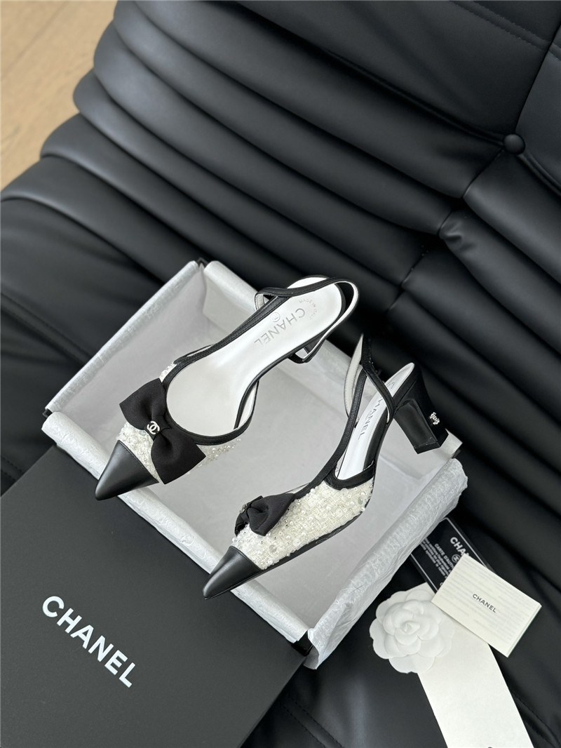 Ch**el butterfly knot slingback white