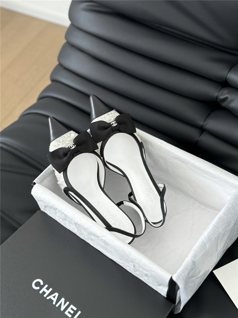 Ch**el butterfly knot slingback white