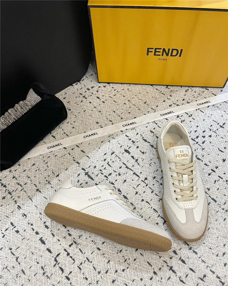 F**di lace-up logo silver sneakers