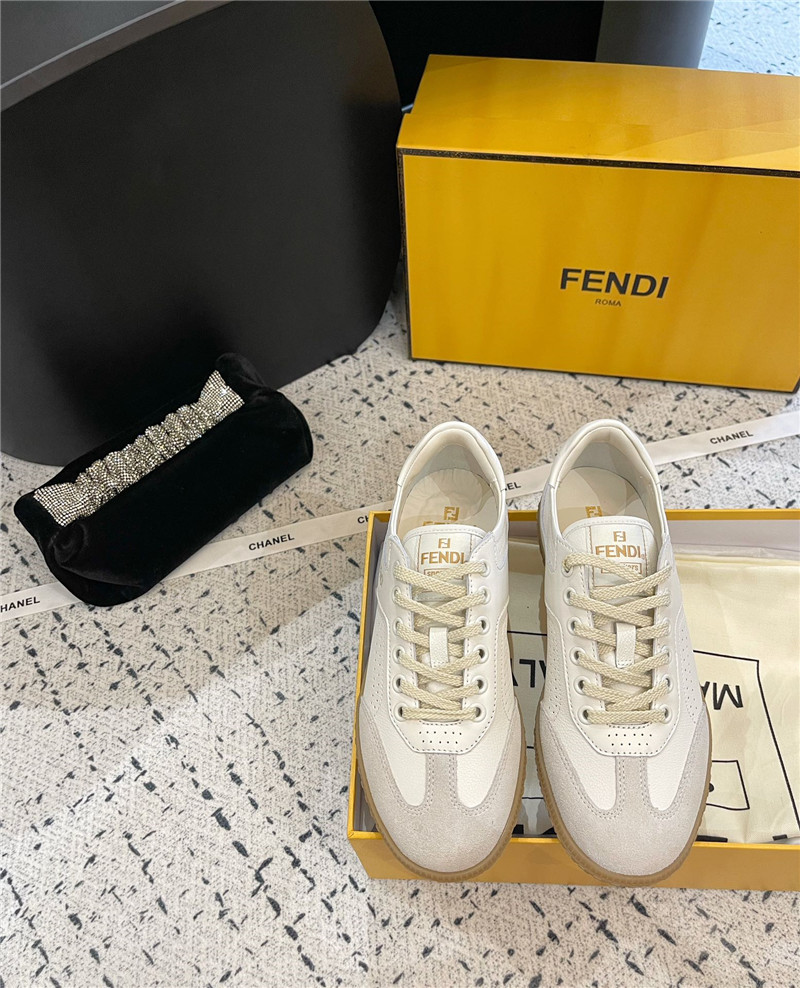 F**di lace-up logo silver sneakers