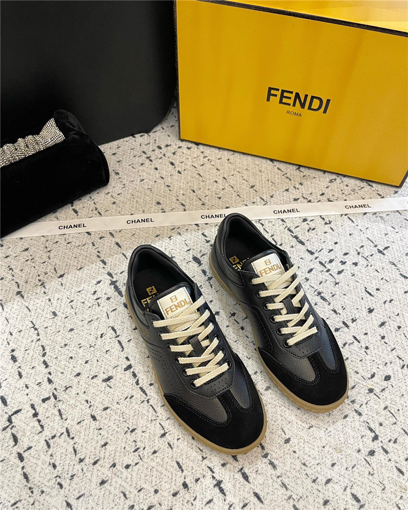 Fendi Lace-Up Logo Black Sneakers