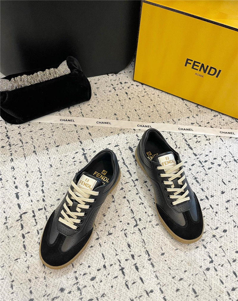 Fendi Lace-Up Logo Black Sneakers