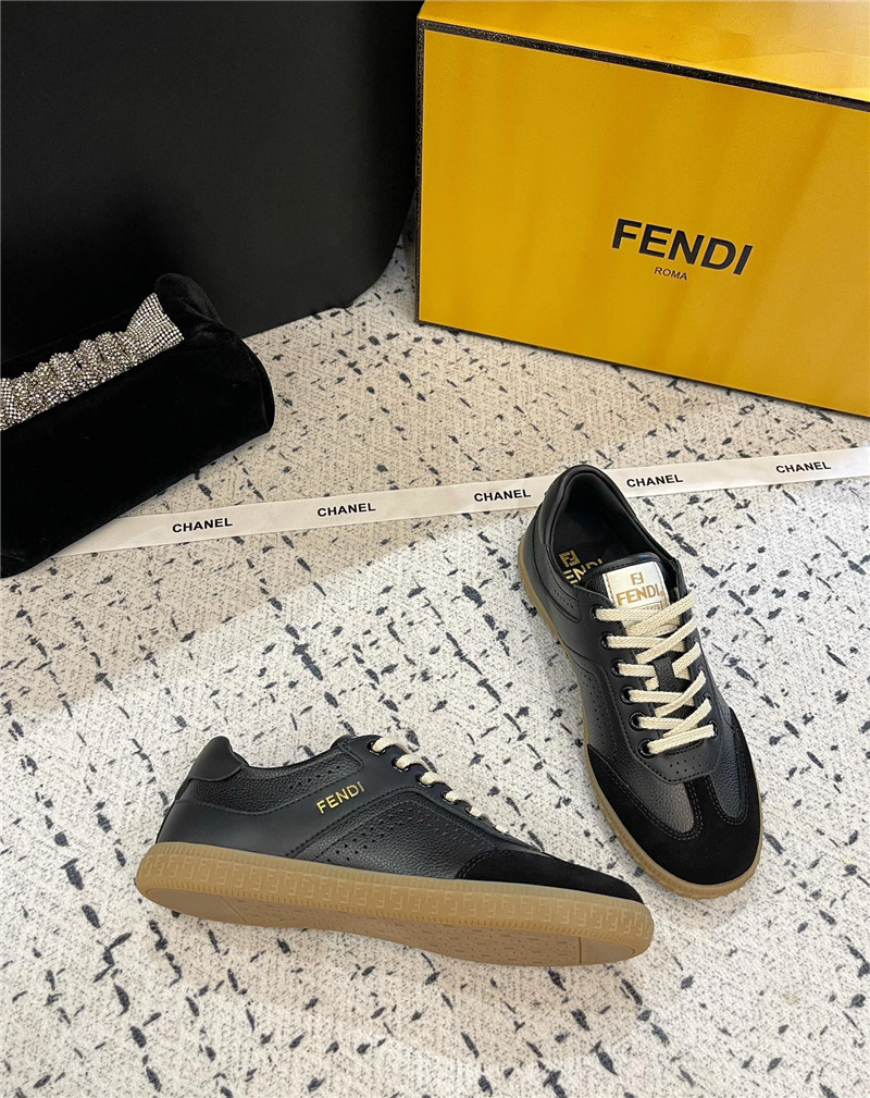 Fendi Lace-Up Logo Black Sneakers