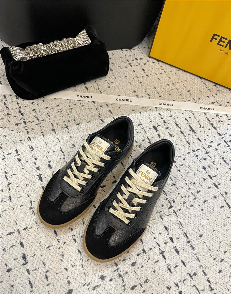 Fendi Lace-Up Logo Black Sneakers