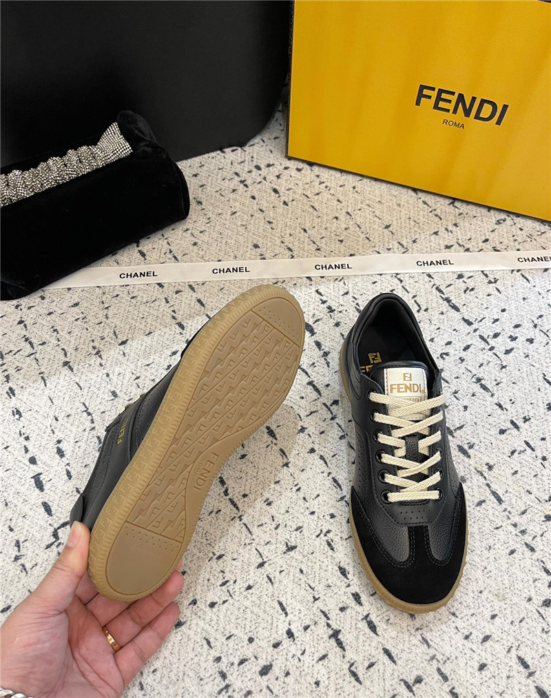 Fendi Lace-Up Logo Black Sneakers
