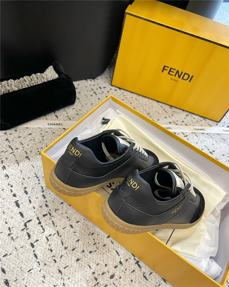 Fendi Lace-Up Logo Black Sneakers