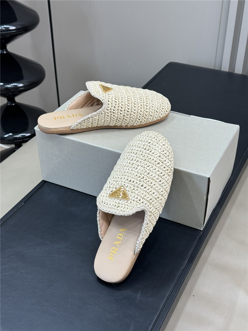 Prada Crochet Mules Beige