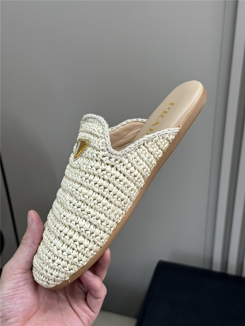 Prada Crochet Mules Beige