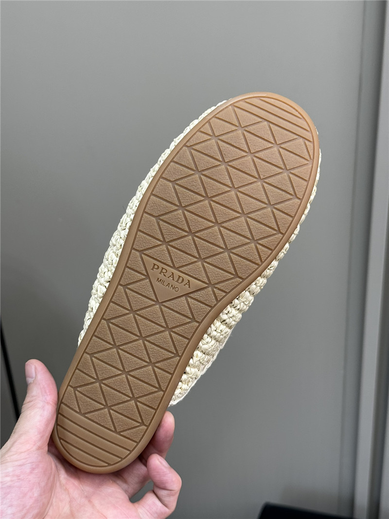 Prada Crochet Mules Beige