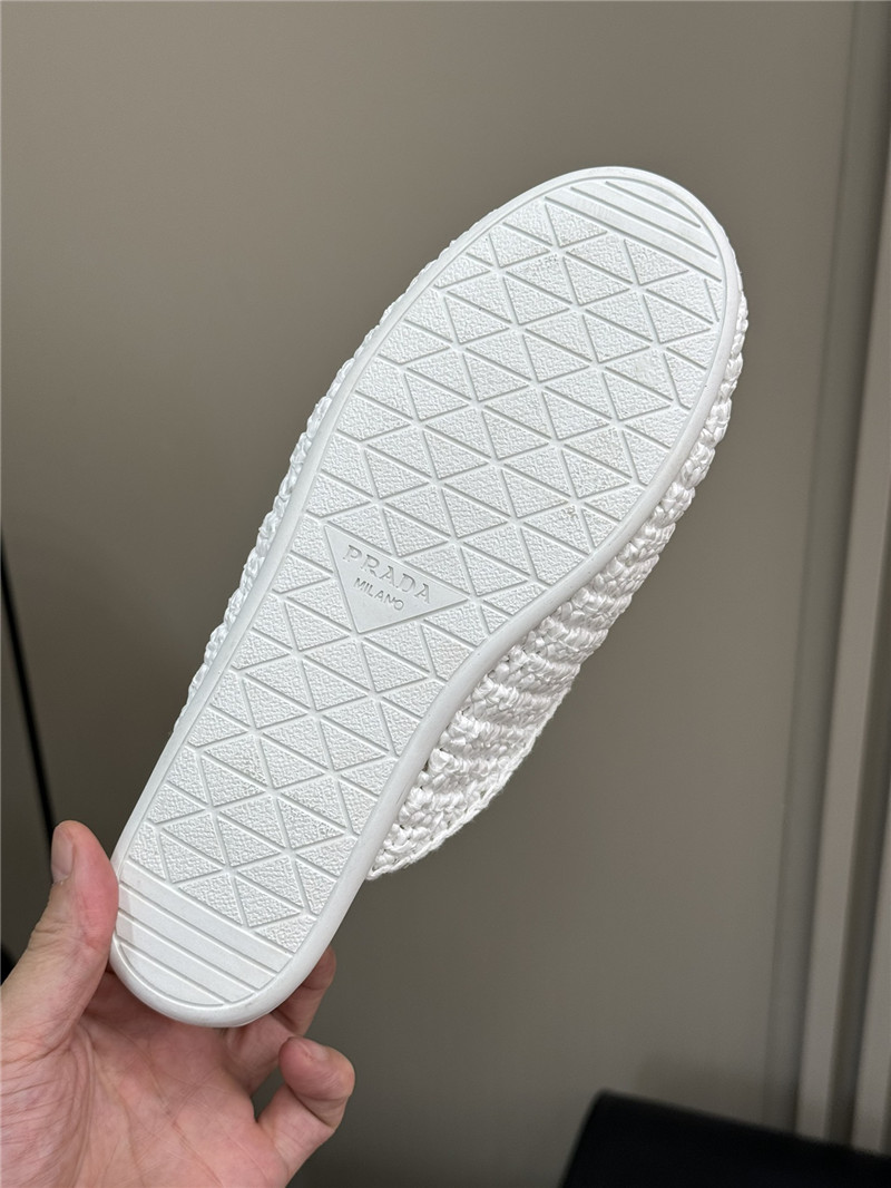 Prada Crochet Mules White