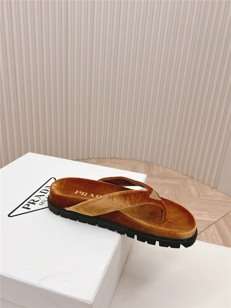Pra*a velvet thong flip-flops in brown