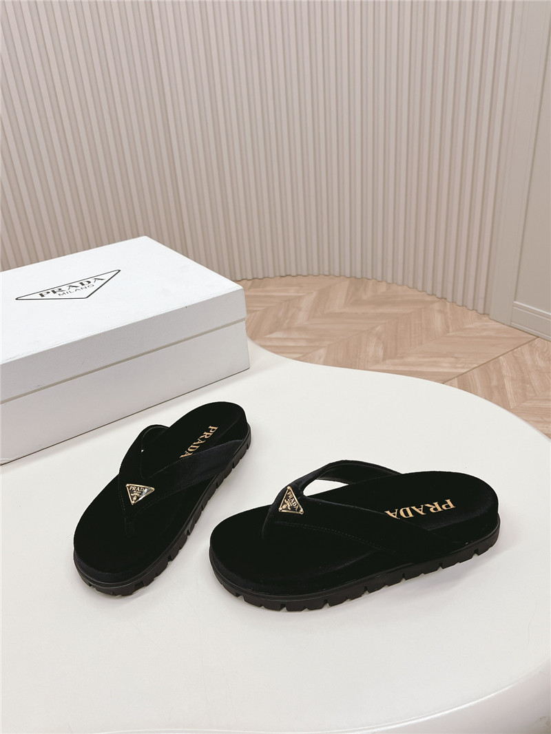 Pra*a velvet thong flip-flops in black