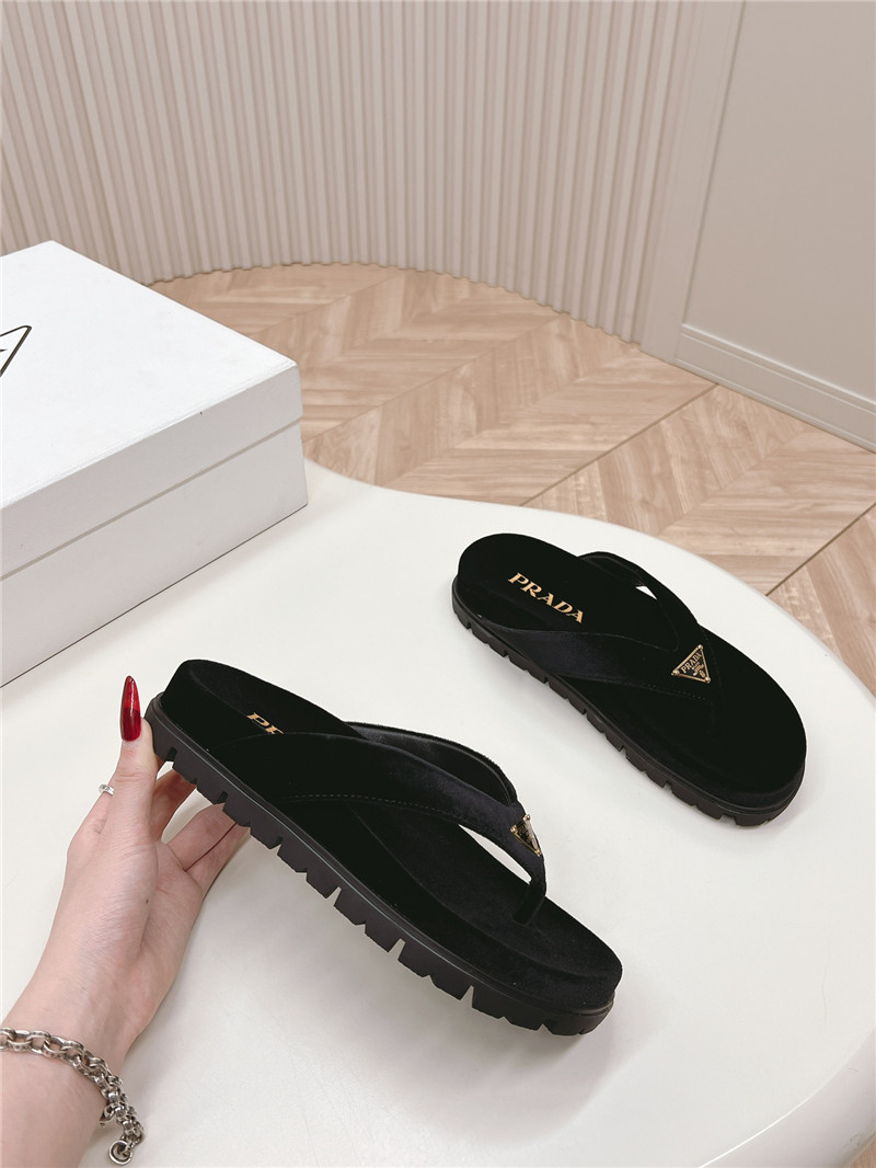 Pra*a velvet thong flip-flops in black