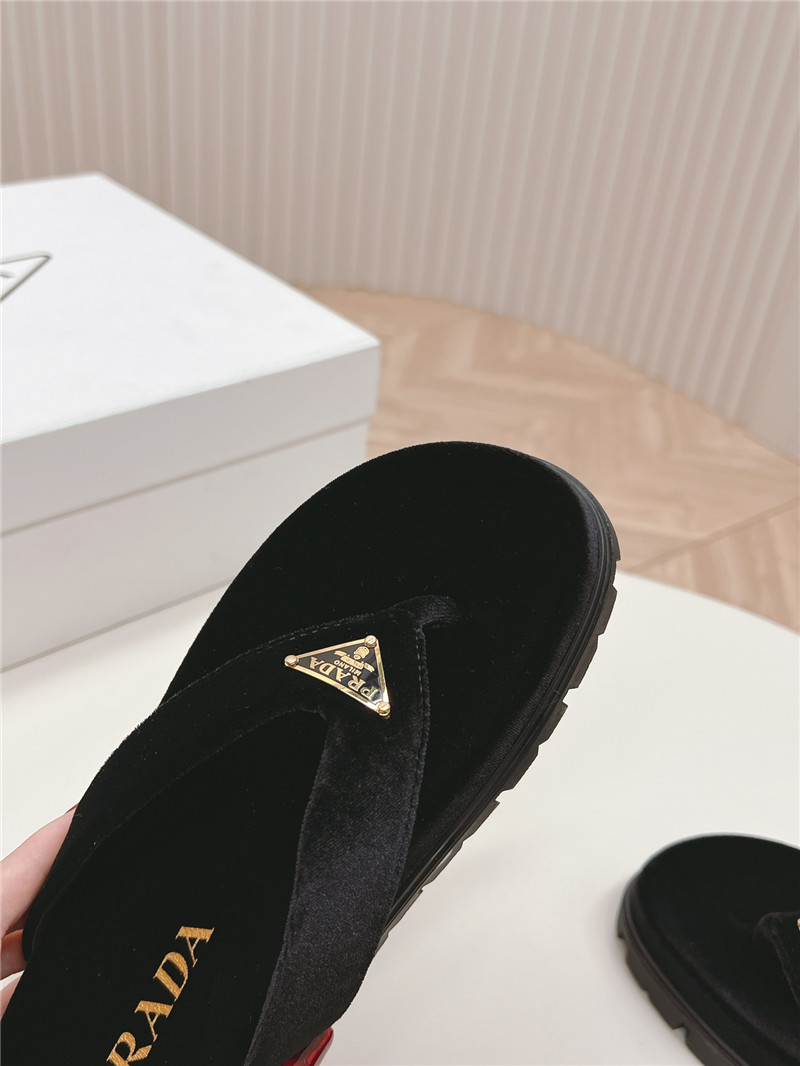 Pra*a velvet thong flip-flops in black