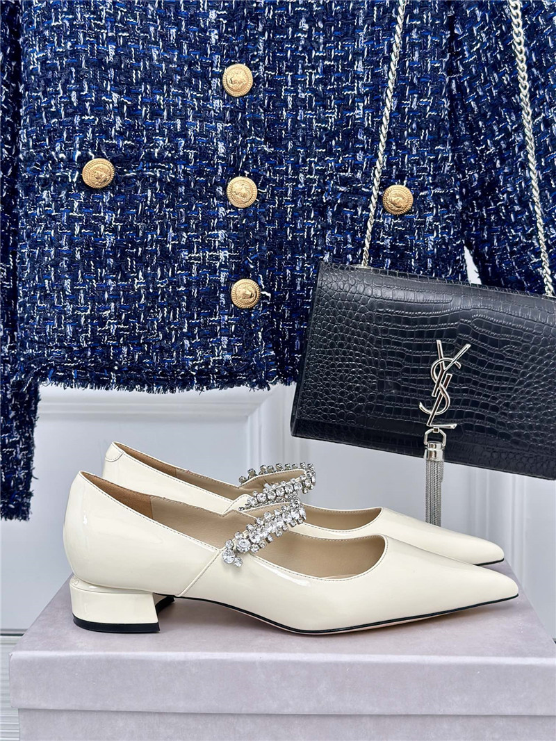 Jimmy Choo Bing 25 Crystal Strap Patent Leather Flats