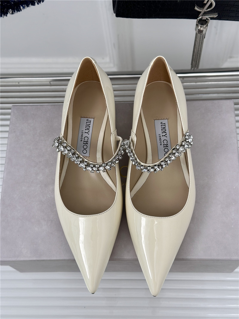 Jimmy Choo Bing 25 Crystal Strap Patent Leather Flats