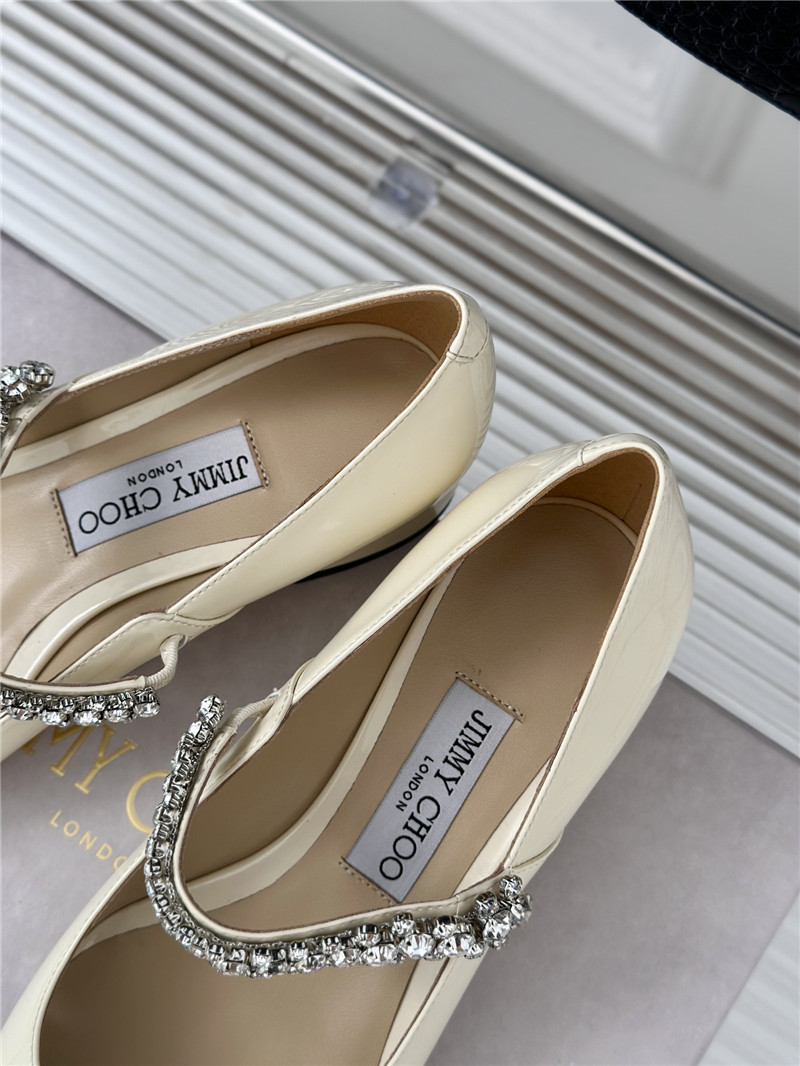 Jimmy Choo Bing 25 Crystal Strap Patent Leather Flats