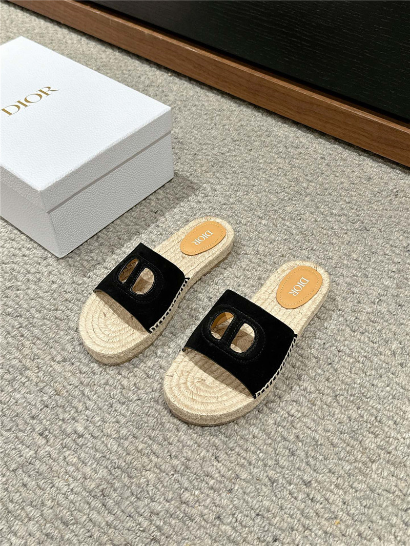 D10r cd suede espadrille slides black