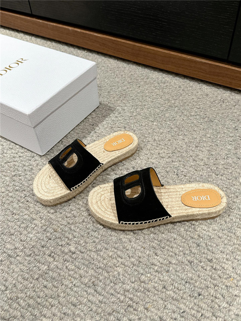 Dior CD Suede Espadrille Slides Black