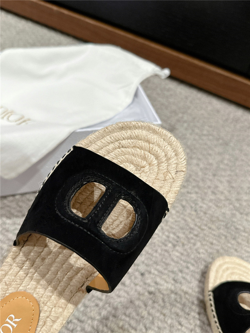 D10r cd suede espadrille slides black