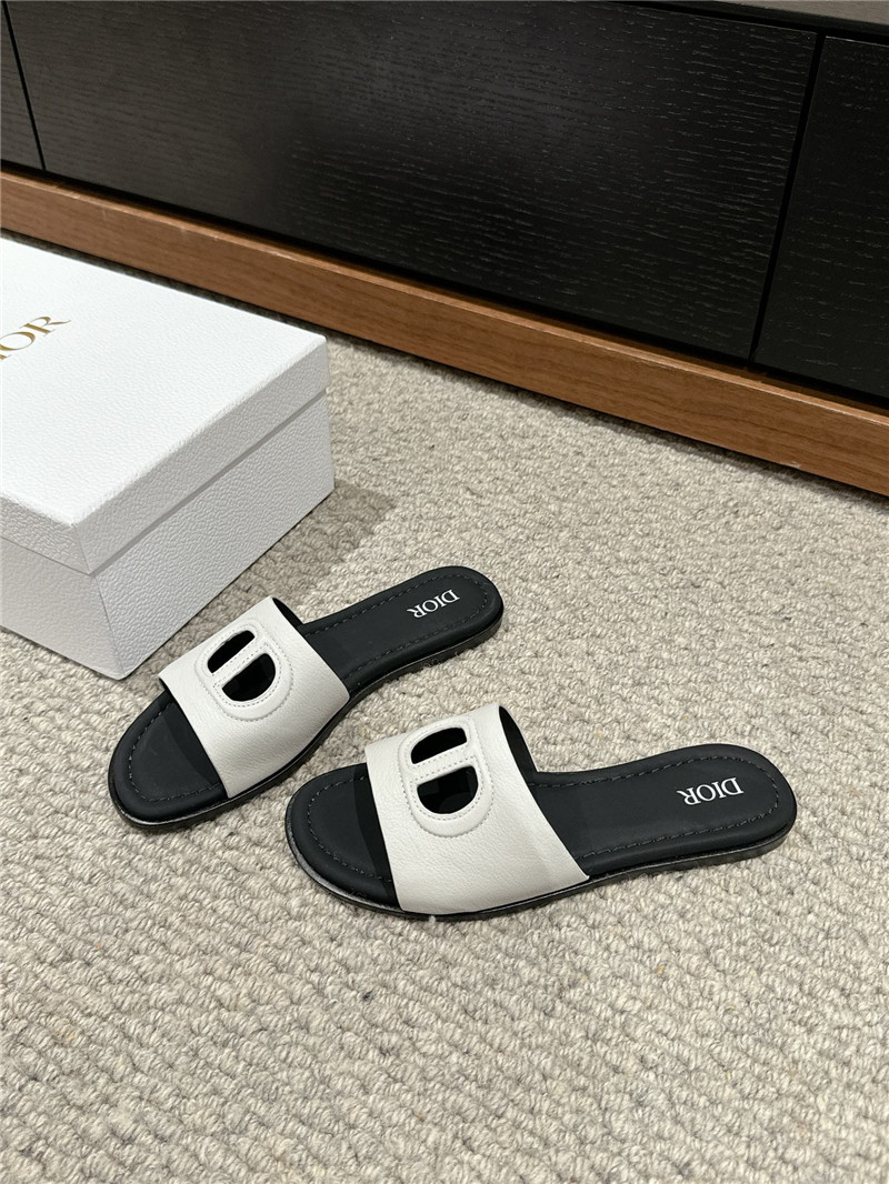 Dior D-Club White Leather Slides