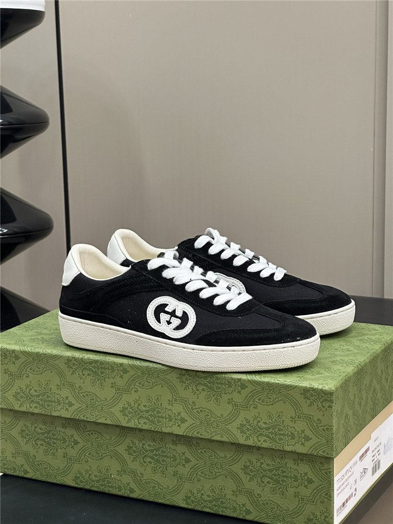 Gucci GG Logo Lace-Up Black Sneakers