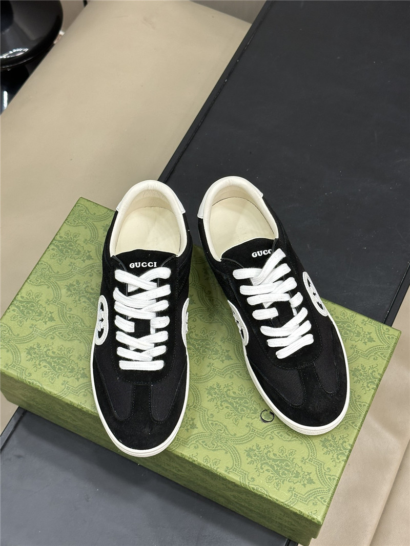 Gucci GG Logo Lace-Up Black Sneakers