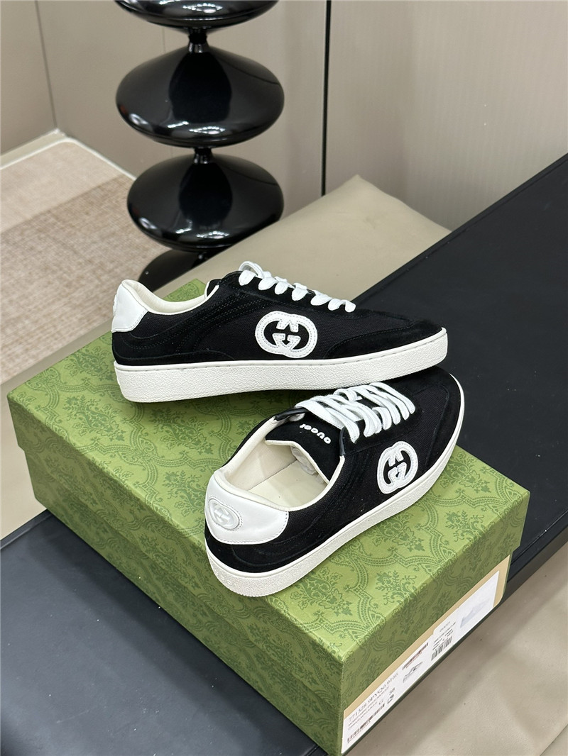 Gucci GG Logo Lace-Up Black Sneakers