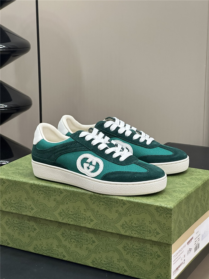 Gucci GG Logo Lace-Up Green Sneakers