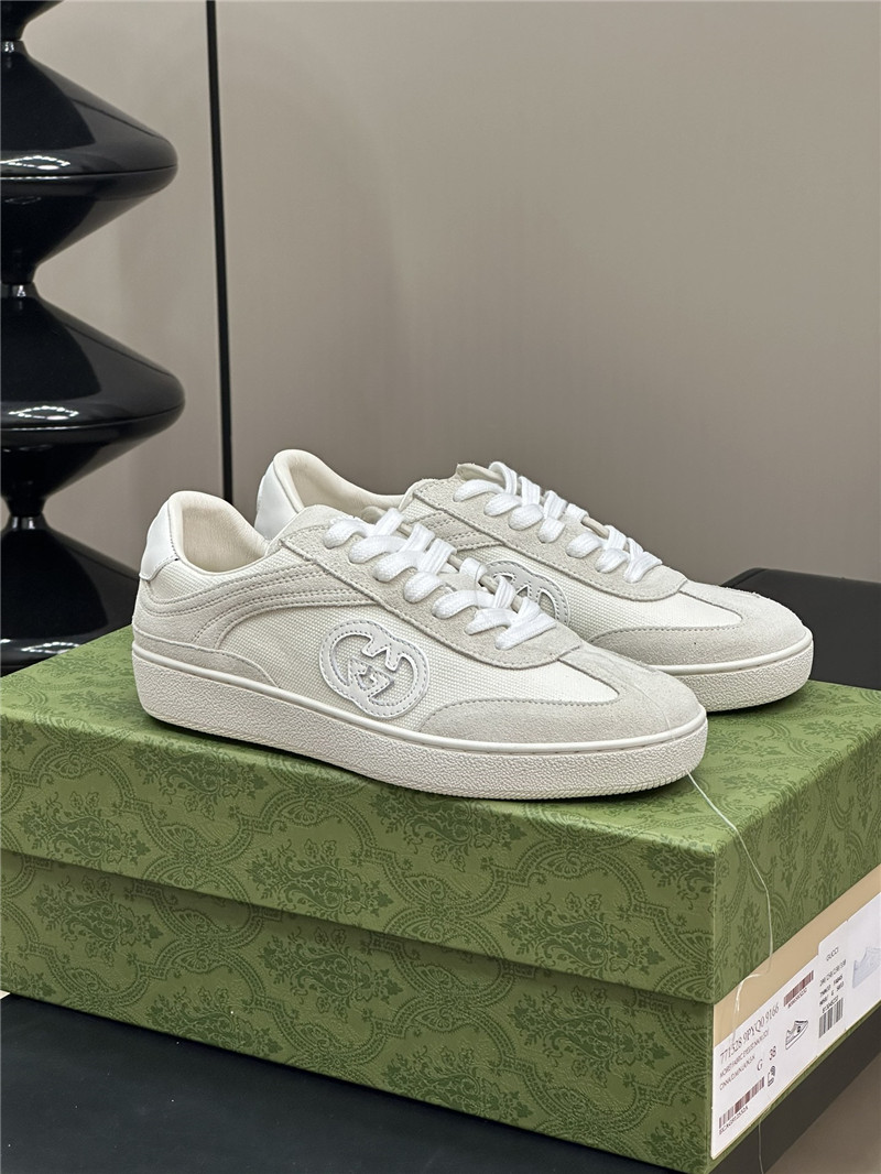 Gucci GG Logo Lace-Up White Sneakers