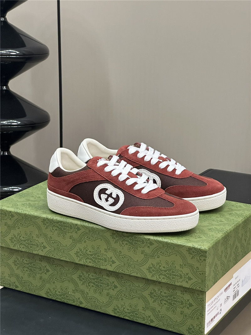 Gucci GG Logo Lace-Up Red Sneakers