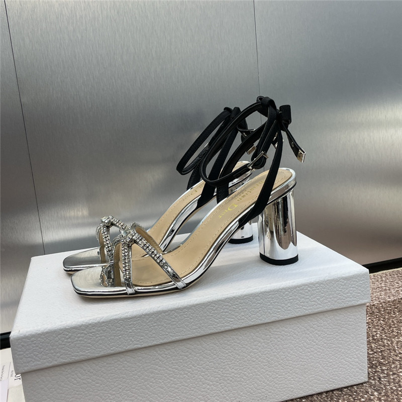 Dior Sunset Heeled Sandals Silver