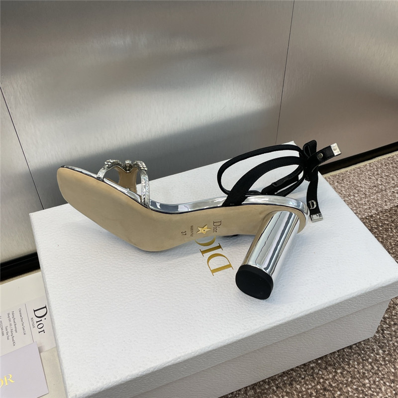 Dior Sunset Heeled Sandals Silver