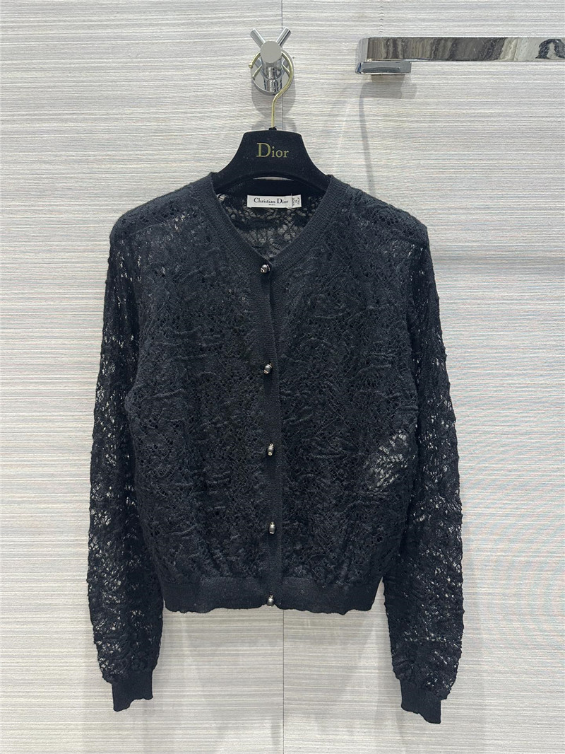 Dior Lace Knit Cardigan in Black