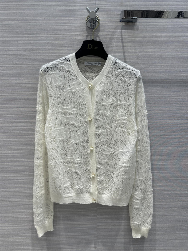 Dior Lace Knit Cardigan in Off-White