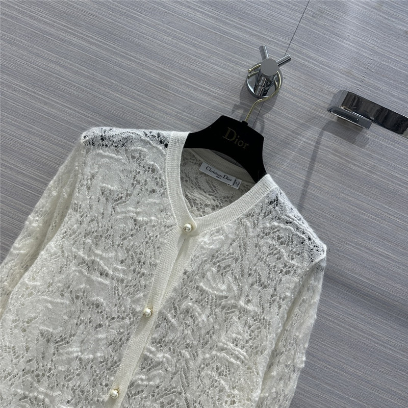 D10r lace knit cardigan in off-white