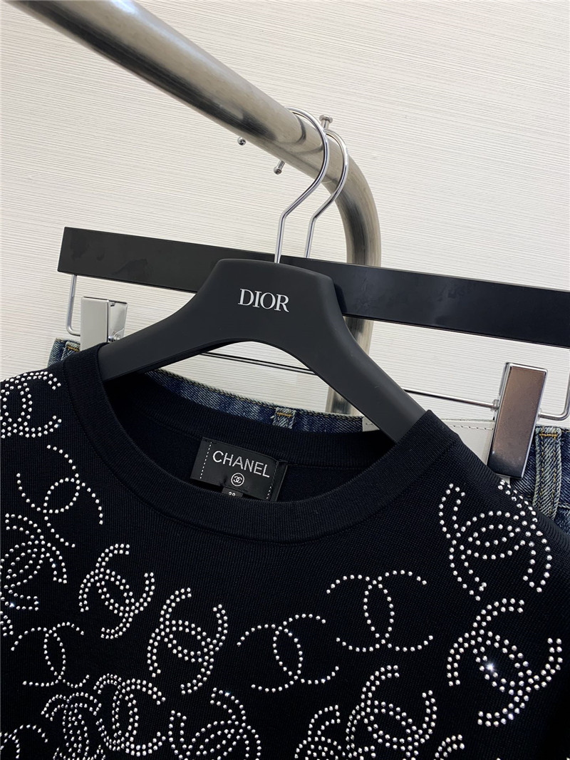 Chanel bright diamond knitted short-sleeved replicas clothes