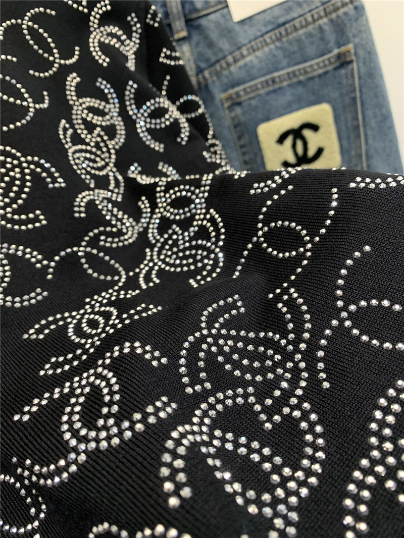 Chanel bright diamond knitted short-sleeved replicas clothes