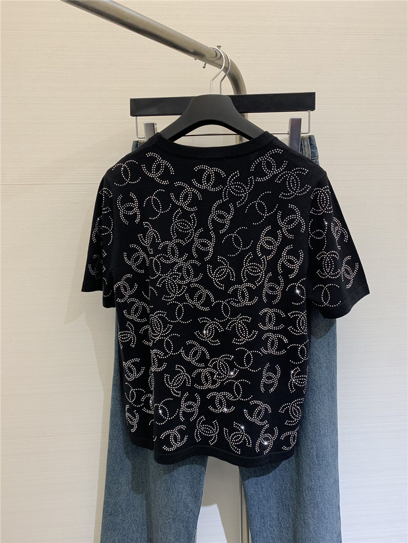 Chanel bright diamond knitted short-sleeved replicas clothes