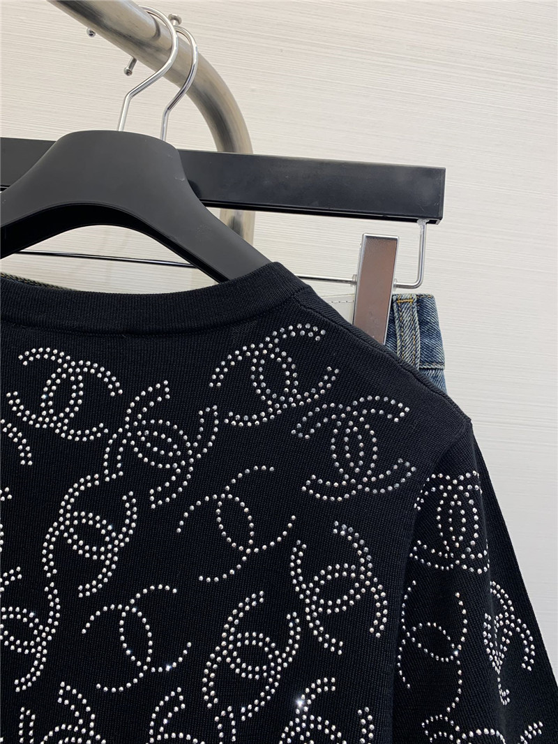 Chanel bright diamond knitted short-sleeved replicas clothes