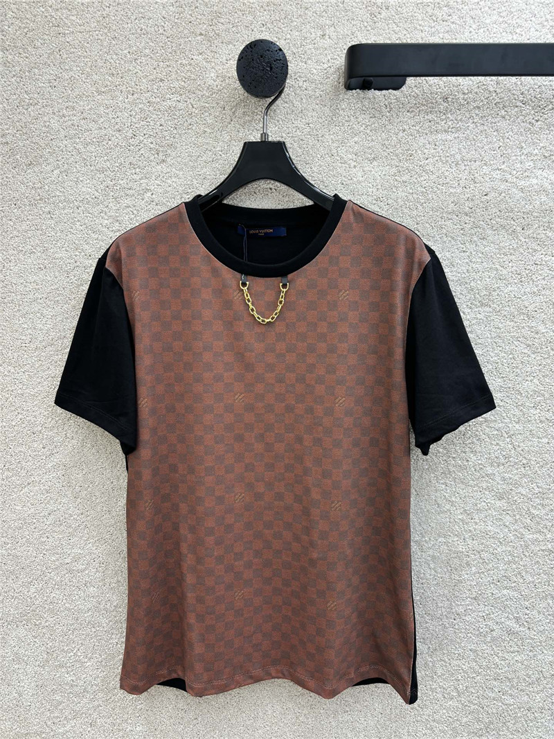 louis vuitton LV contrast color checkerboard T-shirt replica clothes