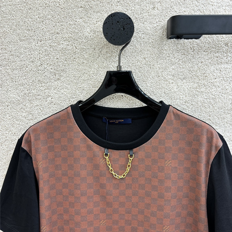 l0vis Vvtt0n lv contrast color checkerboard t-shirt replica clothes