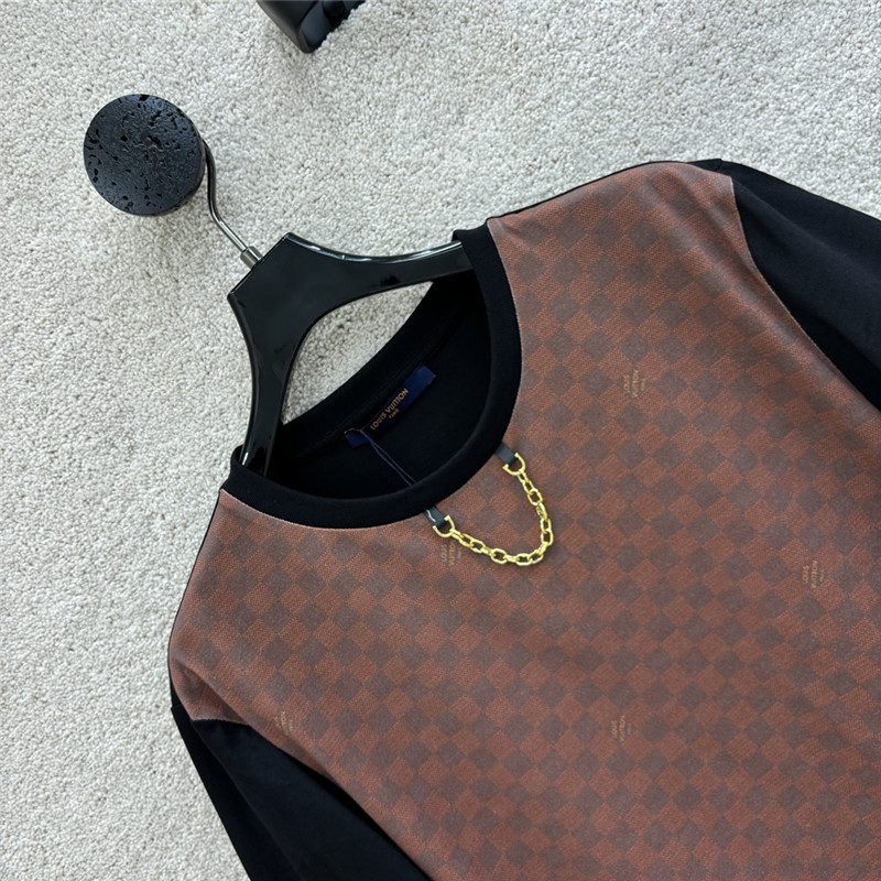 l0vis Vvtt0n lv contrast color checkerboard t-shirt replica clothes