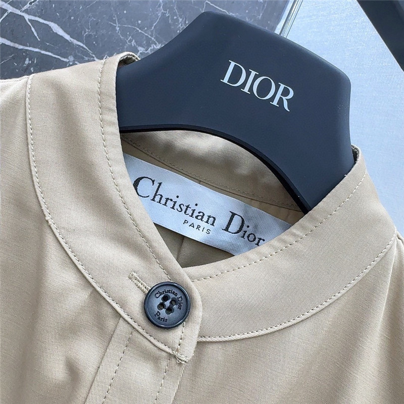 D10r small stand collar khaki long dress replica designer clothes