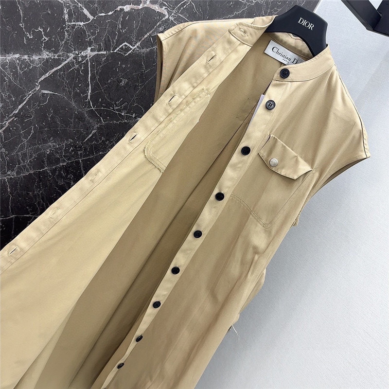D10r small stand collar khaki long dress replica designer clothes