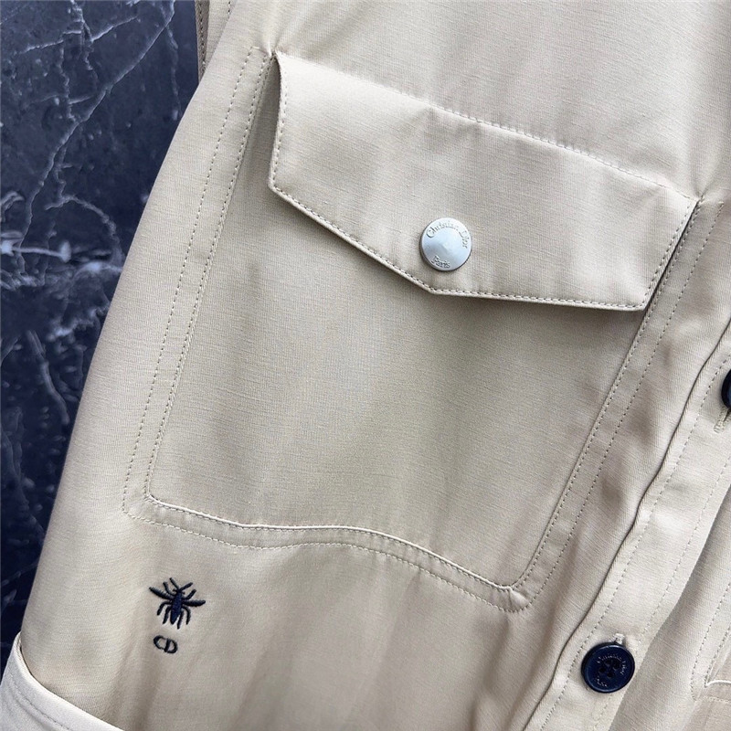 D10r small stand collar khaki long dress replica designer clothes