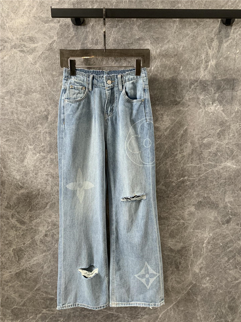 louis vuitton LV ripped denim trousers replica clothing