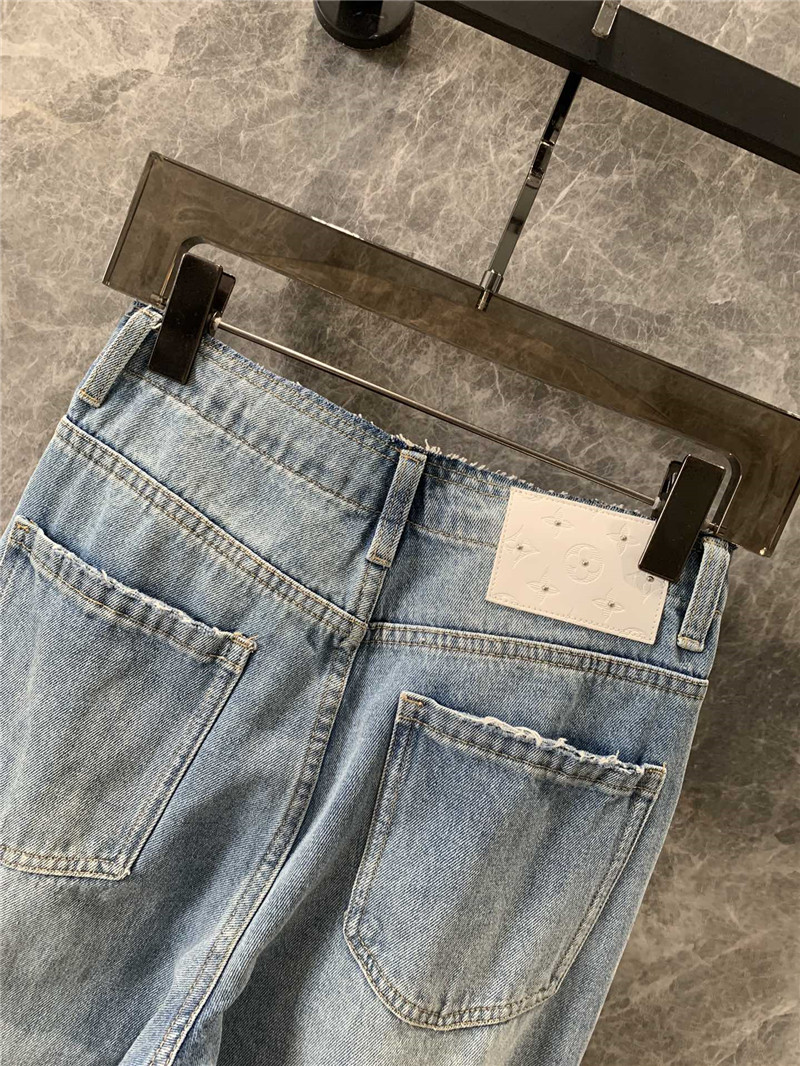 l0vis Vvtt0n lv ripped denim trousers replica clothing